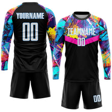 Load image into Gallery viewer, Custom Black White-Light Blue Sublimation Soccer Uniform Jersey
