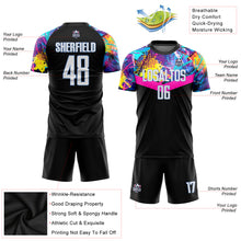 Load image into Gallery viewer, Custom Black White-Light Blue Sublimation Soccer Uniform Jersey
