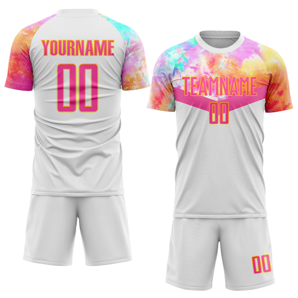 Cheap Custom Pink White-Light Blue Sublimation Long Sleeve Fade Fashion  Soccer Uniform Jersey Free Shipping – CustomJerseysPro