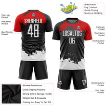 Laden Sie das Bild in den Galerie-Viewer, Custom Black White-Red Sublimation Soccer Uniform Jersey
