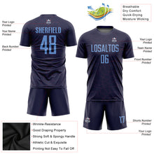 Load image into Gallery viewer, Custom Purple Light Blue Sublimation Soccer Uniform Jersey
