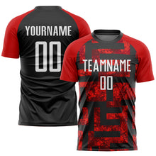 Load image into Gallery viewer, Custom Red White-Black Sublimation Soccer Uniform Jersey
