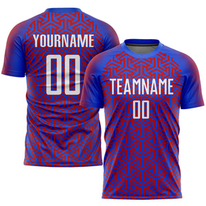 Custom Royal White-Red Sublimation Soccer Uniform Jersey