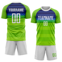 Загрузить изображение в средство просмотра галереи, Custom Neon Green White-Royal Sublimation Soccer Uniform Jersey
