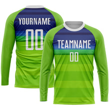 Загрузить изображение в средство просмотра галереи, Custom Neon Green White-Royal Sublimation Soccer Uniform Jersey
