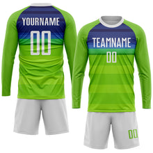 Загрузить изображение в средство просмотра галереи, Custom Neon Green White-Royal Sublimation Soccer Uniform Jersey
