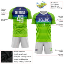 Загрузить изображение в средство просмотра галереи, Custom Neon Green White-Royal Sublimation Soccer Uniform Jersey
