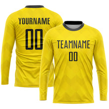 Load image into Gallery viewer, Custom Gold Black Sublimation Soccer Uniform Jersey
