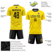 Charger l&#39;image dans la galerie, Custom Gold Black Sublimation Soccer Uniform Jersey
