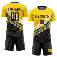 Laden Sie das Bild in den Galerie-Viewer, Custom Gold Black-White Sublimation Soccer Uniform Jersey
