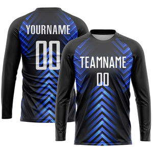 Custom Black White-Royal Sublimation Soccer Uniform Jersey