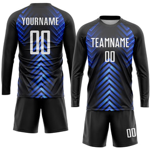 Custom Black White-Royal Sublimation Soccer Uniform Jersey