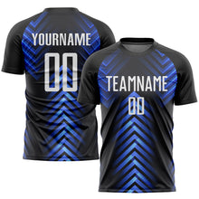 Load image into Gallery viewer, Custom Black White-Royal Sublimation Soccer Uniform Jersey
