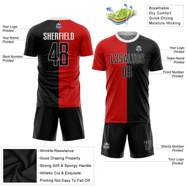 Cheap Custom Red Black-White Sublimation Split Fashion Soccer Uniform Jersey  Free Shipping – CustomJerseysPro