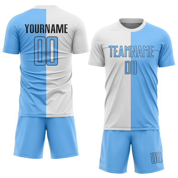 Cheap Custom Light Blue Black Sublimation Soccer Uniform Jersey Free  Shipping – CustomJerseysPro