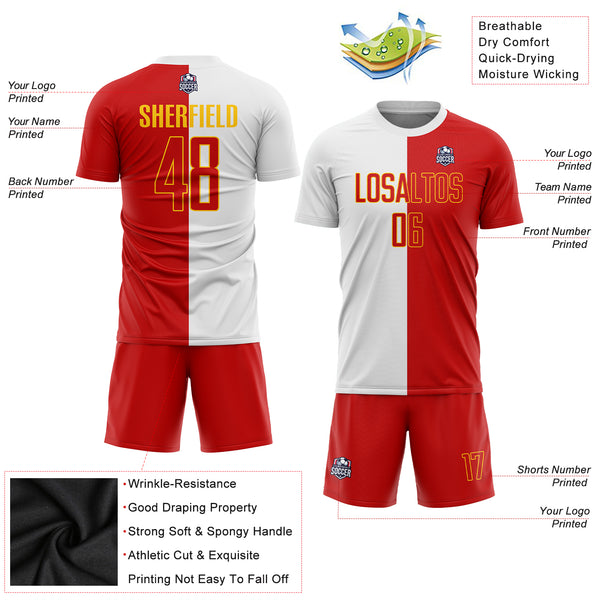 Cheap Custom Red White Sublimation Soccer Uniform Jersey Free Shipping –  CustomJerseysPro