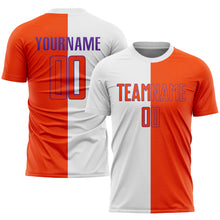 Laden Sie das Bild in den Galerie-Viewer, Custom White Orange-Purple Sublimation Split Fashion Soccer Uniform Jersey
