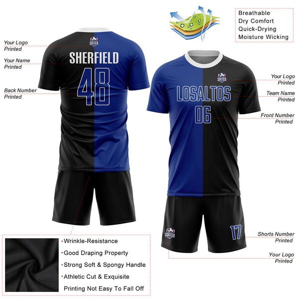 Custom Royal Light Blue-Gold Sublimation Split Fashion Soccer