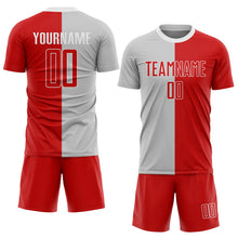 Laden Sie das Bild in den Galerie-Viewer, Custom Gray Red-White Sublimation Split Fashion Soccer Uniform Jersey
