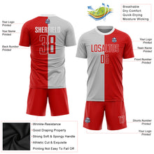Laden Sie das Bild in den Galerie-Viewer, Custom Gray Red-White Sublimation Split Fashion Soccer Uniform Jersey
