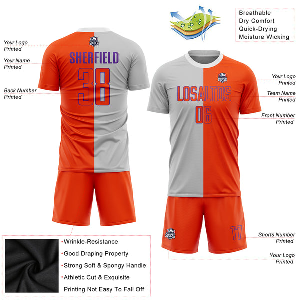 Cheap Custom Orange Purple-White Sublimation Soccer Uniform Jersey Free  Shipping – CustomJerseysPro