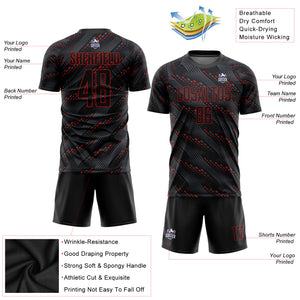 Custom Black Red Sublimation Soccer Uniform Jersey