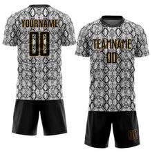 Charger l&#39;image dans la galerie, Custom Black Black-Old Gold Sublimation Snakeskin Soccer Uniform Jersey
