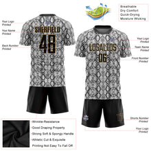 Load image into Gallery viewer, Custom Black Black-Old Gold Sublimation Snakeskin Soccer Uniform Jersey
