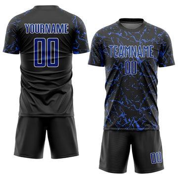 Custom Black Royal-White Sublimation Soccer Uniform Jersey