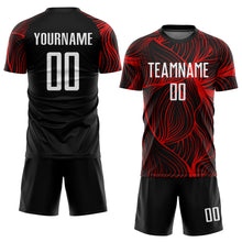 Load image into Gallery viewer, Custom Black White-Red Sublimation Soccer Uniform Jersey
