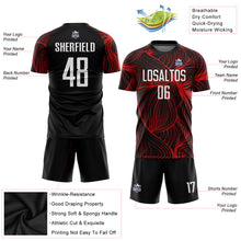 Load image into Gallery viewer, Custom Black White-Red Sublimation Soccer Uniform Jersey
