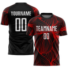 Load image into Gallery viewer, Custom Black White-Red Sublimation Soccer Uniform Jersey
