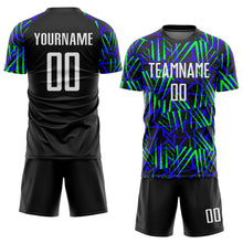 Load image into Gallery viewer, Custom Black White-Neon Green Sublimation Soccer Uniform Jersey
