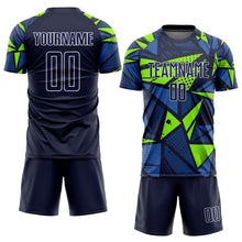 Charger l&#39;image dans la galerie, Custom Navy Navy-Neon Green Sublimation Soccer Uniform Jersey
