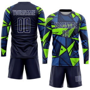 Custom Navy Navy-Neon Green Sublimation Soccer Uniform Jersey