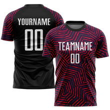 Laden Sie das Bild in den Galerie-Viewer, Custom Black White-Red Sublimation Soccer Uniform Jersey
