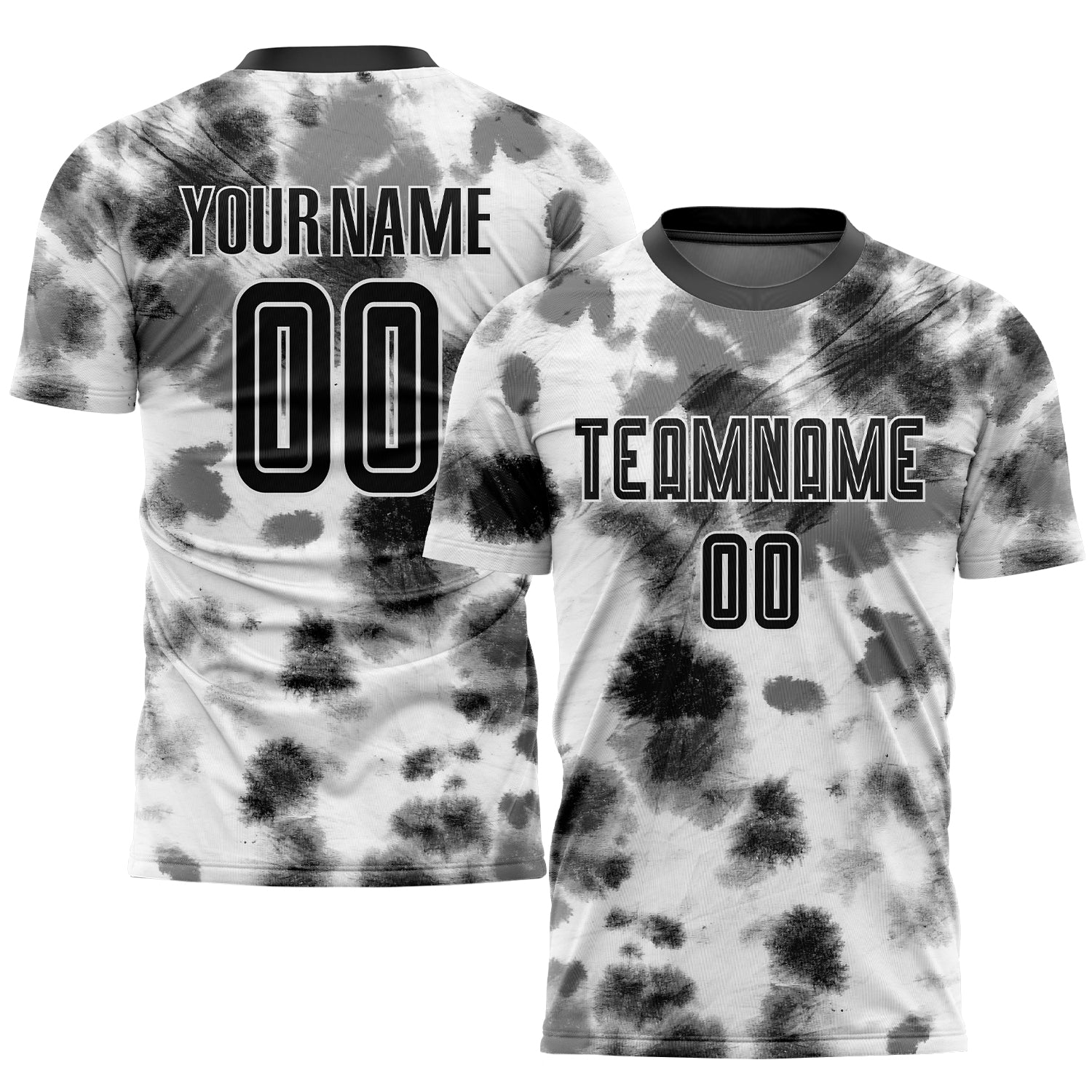 Custom Tie Dye Black-White Sublimation Soccer Uniform Jersey Discount