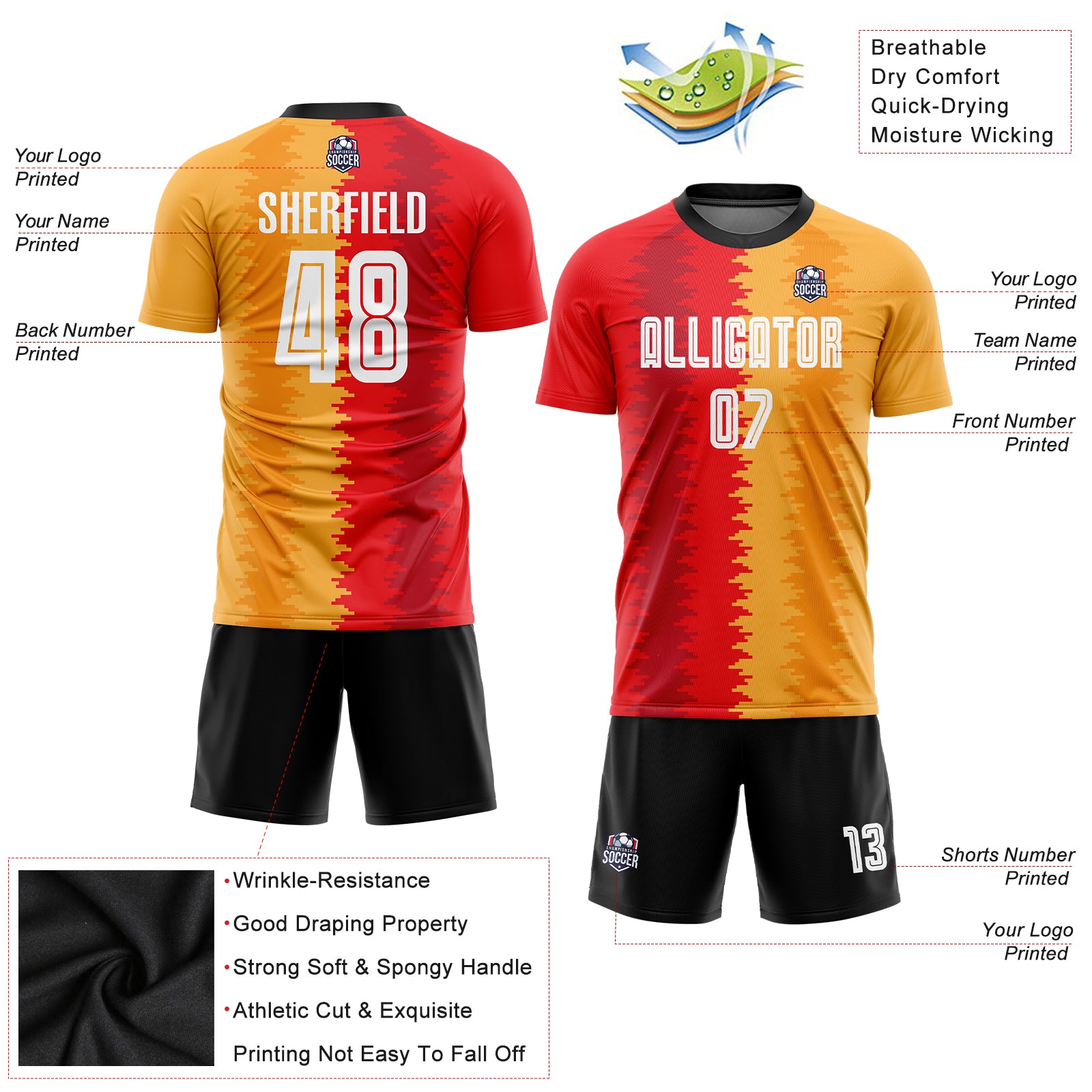 Cheap Custom Gold Brown-White Sublimation Soccer Uniform Jersey Free  Shipping – CustomJerseysPro