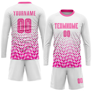 Custom White Pink Sublimation Soccer Uniform Jersey