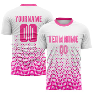 Custom White Pink Sublimation Soccer Uniform Jersey