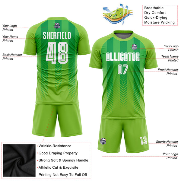 Custom Neon Green Green Sublimation Soccer Uniform Jersey Free