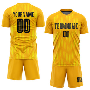 Custom Gold Black Sublimation Soccer Uniform Jersey