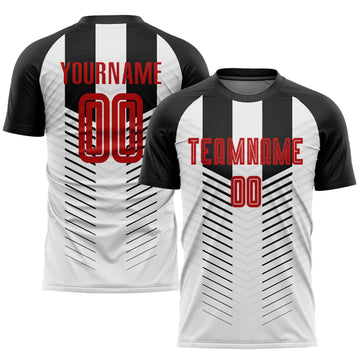 Custom Black Red-White Sublimation Soccer Uniform Jersey