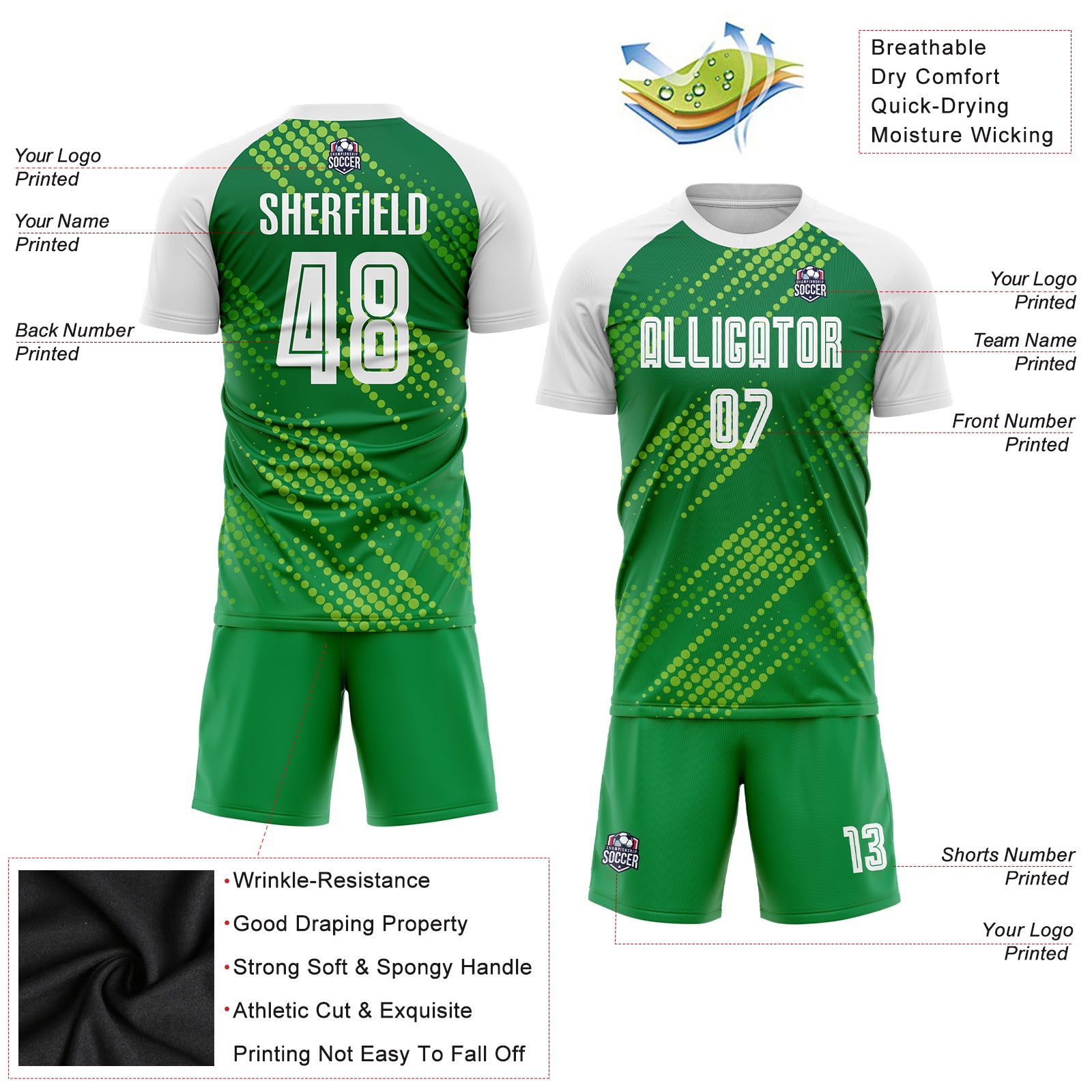 Cheap Custom Neon Green White-Light Blue Round Neck Sublimation