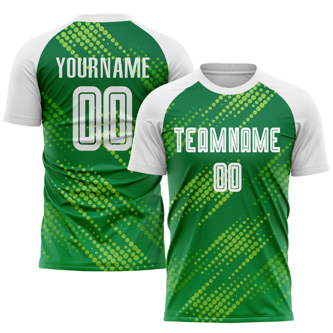 Custom Neon Green Purple-White Sublimation Soccer Uniform Jersey