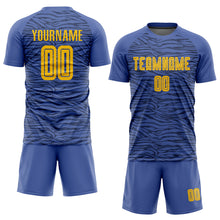 Загрузить изображение в средство просмотра галереи, Custom Light Blue Gold-Black Third Sublimation Soccer Uniform Jersey
