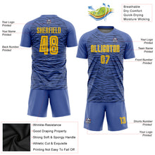 Загрузить изображение в средство просмотра галереи, Custom Light Blue Gold-Black Third Sublimation Soccer Uniform Jersey
