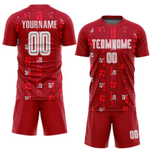 Load image into Gallery viewer, Custom Red White Home Sublimation Soccer Uniform Jersey
