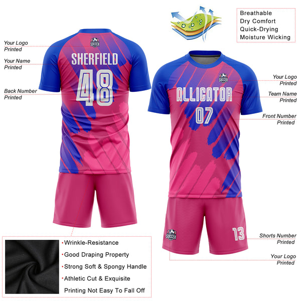 Cheap Custom Royal Pink-White Sublimation Soccer Uniform Jersey Free  Shipping – CustomJerseysPro