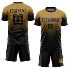 Charger l&#39;image dans la galerie, Custom Old Gold Black Sublimation Fade Fashion Soccer Uniform Jersey
